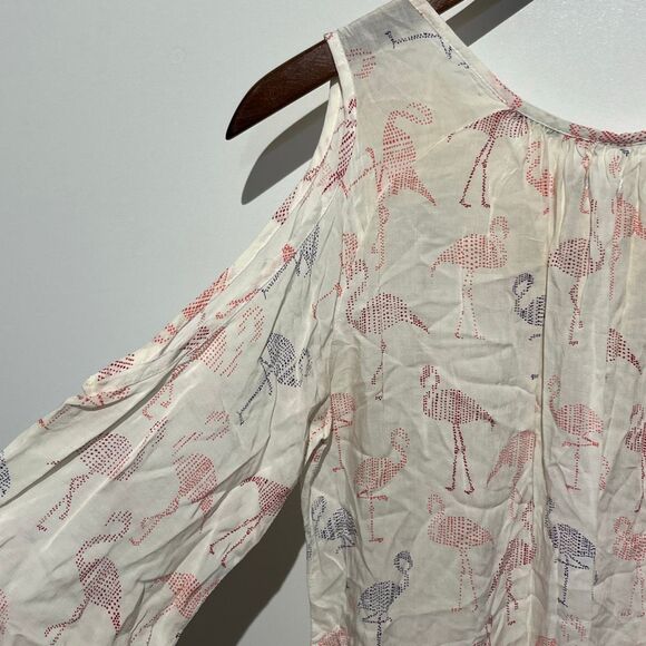 Max Jeans Multicolor Tassel Tie Neck Cold Shoulder Long Sleeve Blouse Small NWT - Picture 11 of 11